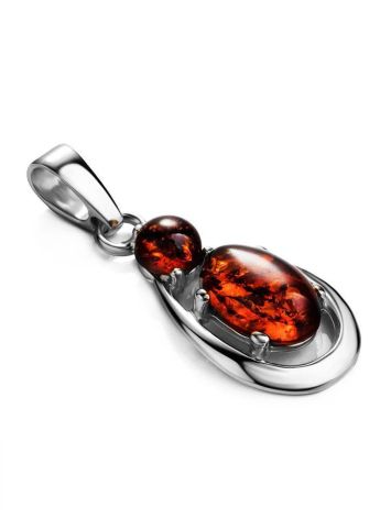 Cognac Amber Pendant In Sterling Silver The Prussia, image , picture 3