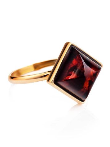 Square Cut Amber Ring In Gold The Ovation, Ring Size: Adjustable, image , picture 3