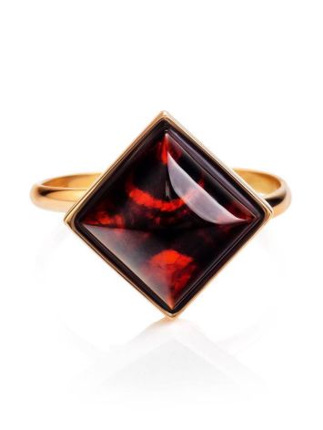 Square Cut Amber Ring In Gold The Ovation, Ring Size: Adjustable, image , picture 4