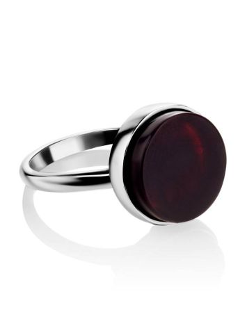 Adjustable Silver Ring With Cherry Amber The Furor, Ring Size: Adjustable, image , picture 3