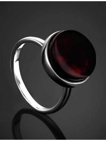Adjustable Silver Ring With Cherry Amber The Furor, Ring Size: Adjustable, image , picture 2