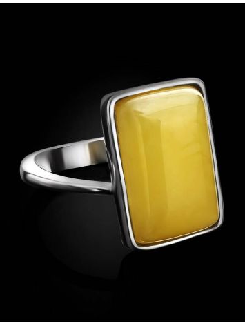 Geometric Honey Amber Ring In Sterling Silver The Copenhagen, Ring Size: 5.5 / 16, image , picture 2