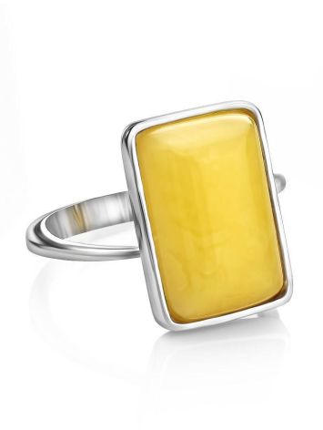 Geometric Honey Amber Ring In Sterling Silver The Copenhagen, Ring Size: 5.5 / 16, image , picture 5