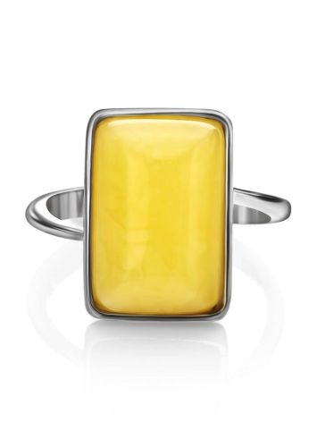Geometric Honey Amber Ring In Sterling Silver The Copenhagen, Ring Size: 5.5 / 16, image , picture 4