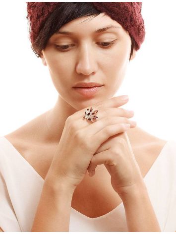 Floral Amber Ring In Sterling Silver The Dahlia, Ring Size: 8.5 / 18.5, image , picture 3
