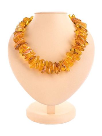 Raw Cut Cognac Amber Beaded Necklace, image 