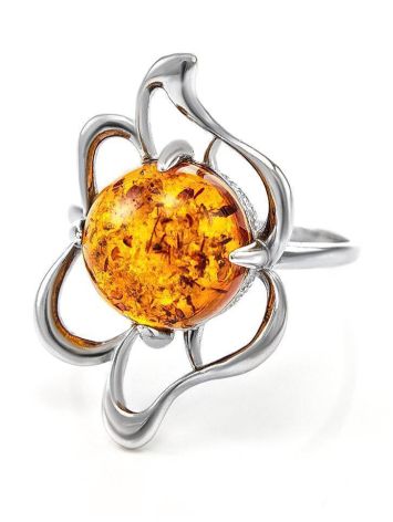 Charming Amber Ring In Sterling Silver The Daisy, Ring Size: 13 / 22, image , picture 4