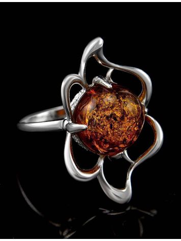 Charming Amber Ring In Sterling Silver The Daisy, Ring Size: 13 / 22, image , picture 2