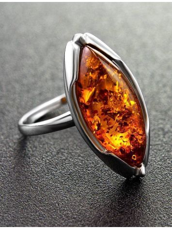 Sterling Silver Ring With Leaf Cut Amber The Ballade, Ring Size: 6 / 16.5, image , picture 2