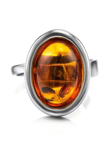 Cognac Amber Ring In Sterling Silver The Goji, Ring Size: Adjustable, image , picture 4