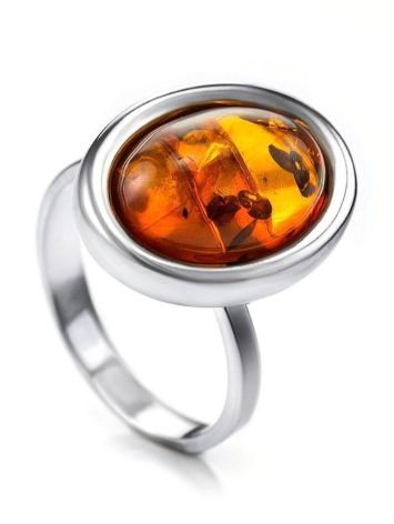 Cognac Amber Ring In Sterling Silver The Goji, Ring Size: Adjustable, image , picture 3