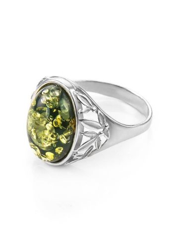 Sterling Silver Ring With Green Amber The Carmen, Ring Size: 5.5 / 16, image , picture 4