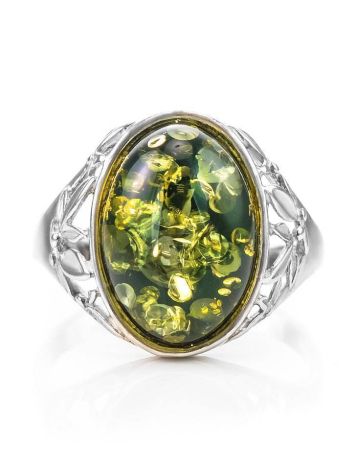 Sterling Silver Ring With Green Amber The Carmen, Ring Size: 12 / 21.5, image , picture 3