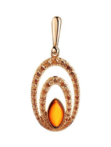 Gold Amber Pendant With Champagne Crystals The Raphael, image 
