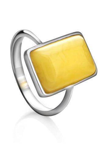 Geometric Honey Amber Ring In Sterling Silver The Copenhagen, Ring Size: 11 / 20.5, image 
