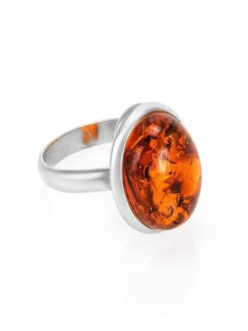 Кольцо из серебра 925 пробы и натурального искрящегося янтаря 18, Ring Size: 8 / 18, image 