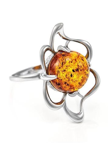 Charming Amber Ring In Sterling Silver The Daisy, Ring Size: 13 / 22, image 