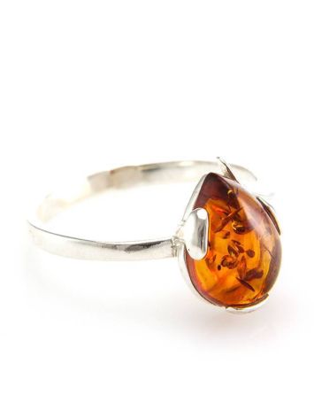Drop Cut Amber Ring In Sterling Silver The Twinkle, Ring Size: 6 / 16.5, image 