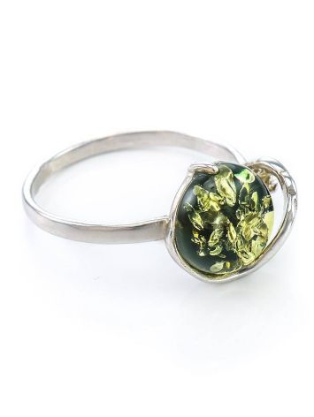 Amazing Amber Ring In Sterling Silver With Crystals The Swan, Ring Size: 12 / 21.5, image 