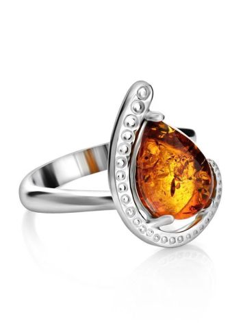 Sterling Silver Ring With Cognac Amber The Acapulco, Ring Size: 11.5 / 21, image 