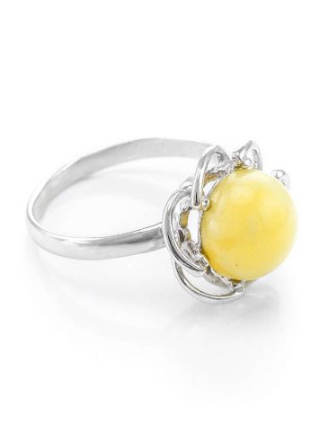 Luminous Amber Ring In Sterling Silver The Daisy, Ring Size: 6 / 16.5, image 