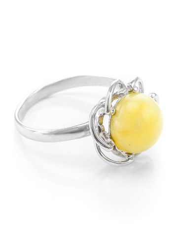 Luminous Amber Ring In Sterling Silver The Daisy, Ring Size: 13 / 22, image 
