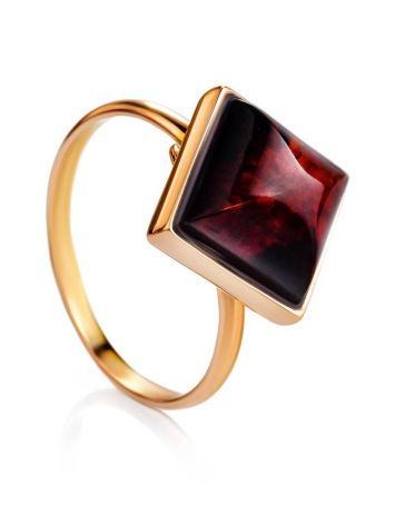 Square Cut Amber Ring In Gold The Ovation, Ring Size: Adjustable, image 