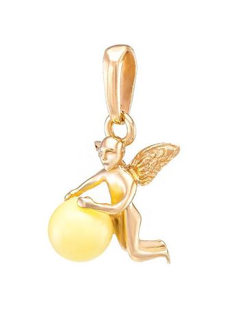 Golden Pendant With White Amber The Angel, image 