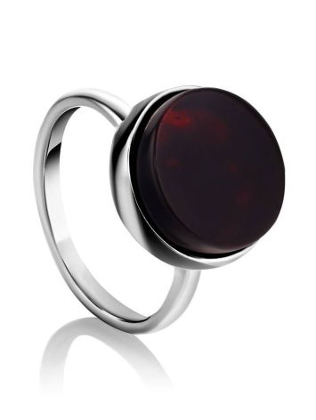Adjustable Silver Ring With Cherry Amber The Furor, Ring Size: Adjustable, image 