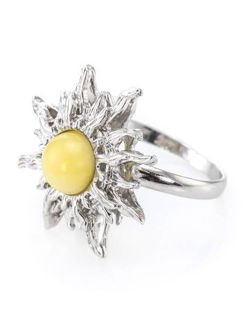 Sun Shaped Silver Ring With Butterscotch Amber The Helios, Ring Size: 6.5 / 17, image , picture 3
