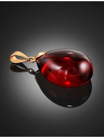 Gold-Plated Drop Pendant With Red Amber The Sangria, image , picture 2