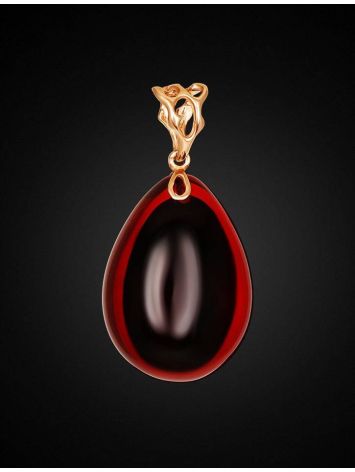 Gold-Plated Amber Teardrop Pendant The Sangria, image , picture 3