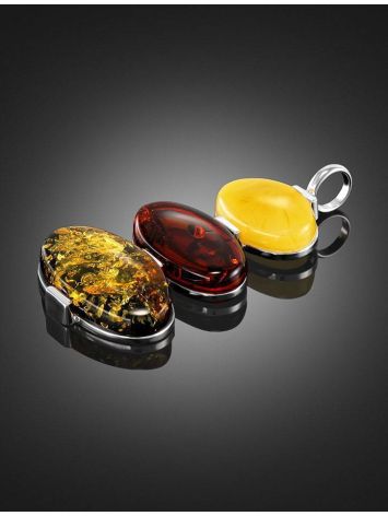 Three-Tiered Amber Pendant In Silver, image , picture 2