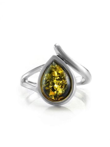 Sterling Silver Ring With Green Amber The Fiori, Ring Size: 11.5 / 21, image , picture 3