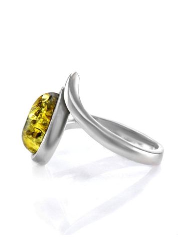 Sterling Silver Ring With Green Amber The Fiori, Ring Size: 11.5 / 21, image , picture 4