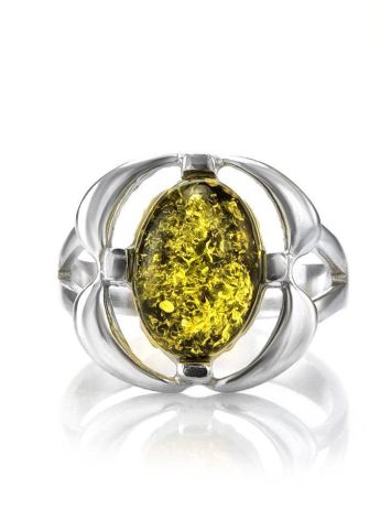 Green Amber Ring In Sterling Silver The Violet, Ring Size: 10 / 20, image , picture 2