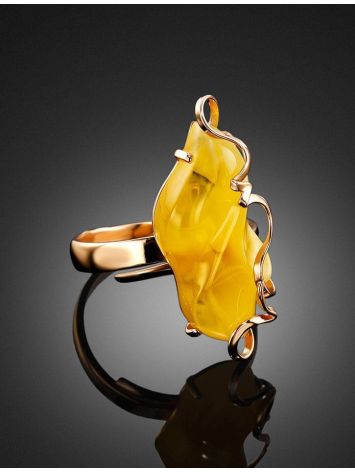 Adjustable Golden Ring With Butterscotch Amber Stone The Rialto, Ring Size: Adjustable, image , picture 2