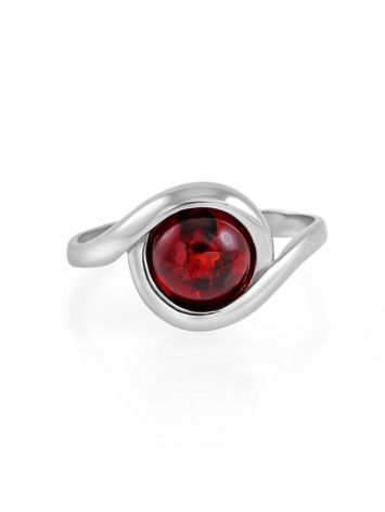 Refined Silver Ring With Bright Cherry Amber The Berry, Ring Size: 5.5 / 16, image , picture 3