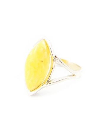 Leaf Cut Amber Ring In Sterling Silver The Petal, Ring Size: 5.5 / 16, image , picture 3