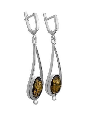 Sterling Silver Drop Earrings With Green Amber The Sultan, image , picture 3