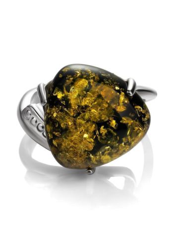 Green Amber Ring In Sterling Silver The Acapulco, Ring Size: 11.5 / 21, image , picture 4