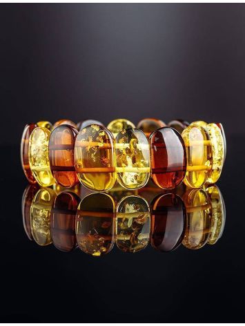 Multicolor Amber Flat Beaded Stretch Bracelet, image , picture 2