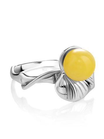 Honey Amber Ring In Sterling Silver The Kalina, Ring Size: 13 / 22, image , picture 4
