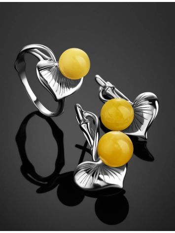 Honey Amber Ring In Sterling Silver The Kalina, Ring Size: 13 / 22, image , picture 5