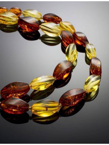 Multicolor Twisted Cut Amber Necklace, image , picture 2