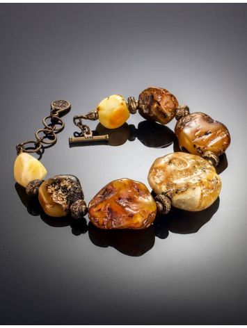 Ethnic Amber Bracelet With Brass Beads The Indonesia, image , picture 2