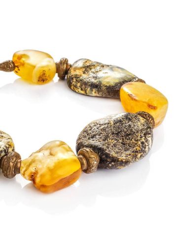 Raw Amber Bracelet With Brass Beads The Indonesia, image , picture 3
