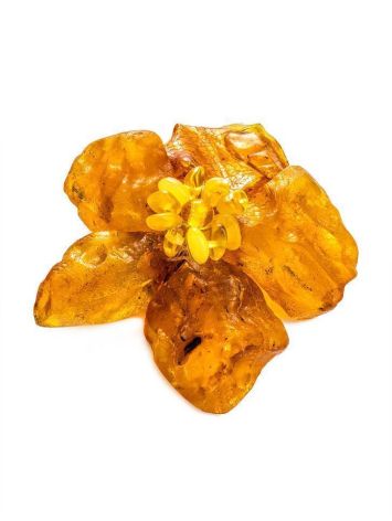 Bold Cognac Amber Brooch The Volcano, image , picture 3