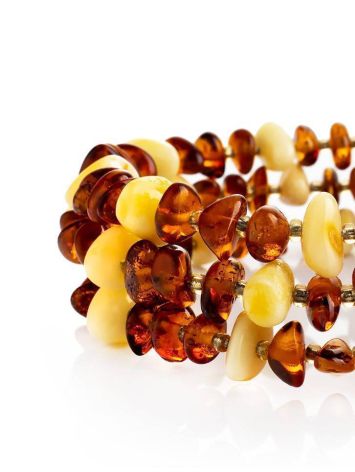 Multicolor Amber Bangle Bracelet With Glass Beads, image , picture 3