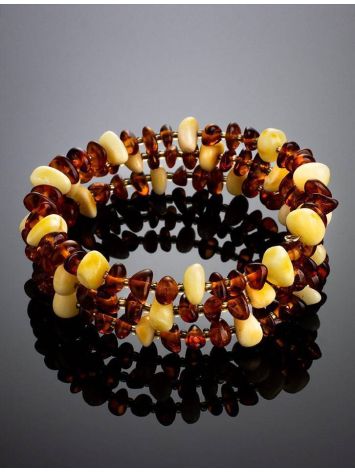 Multicolor Amber Bangle Bracelet With Glass Beads, image , picture 2
